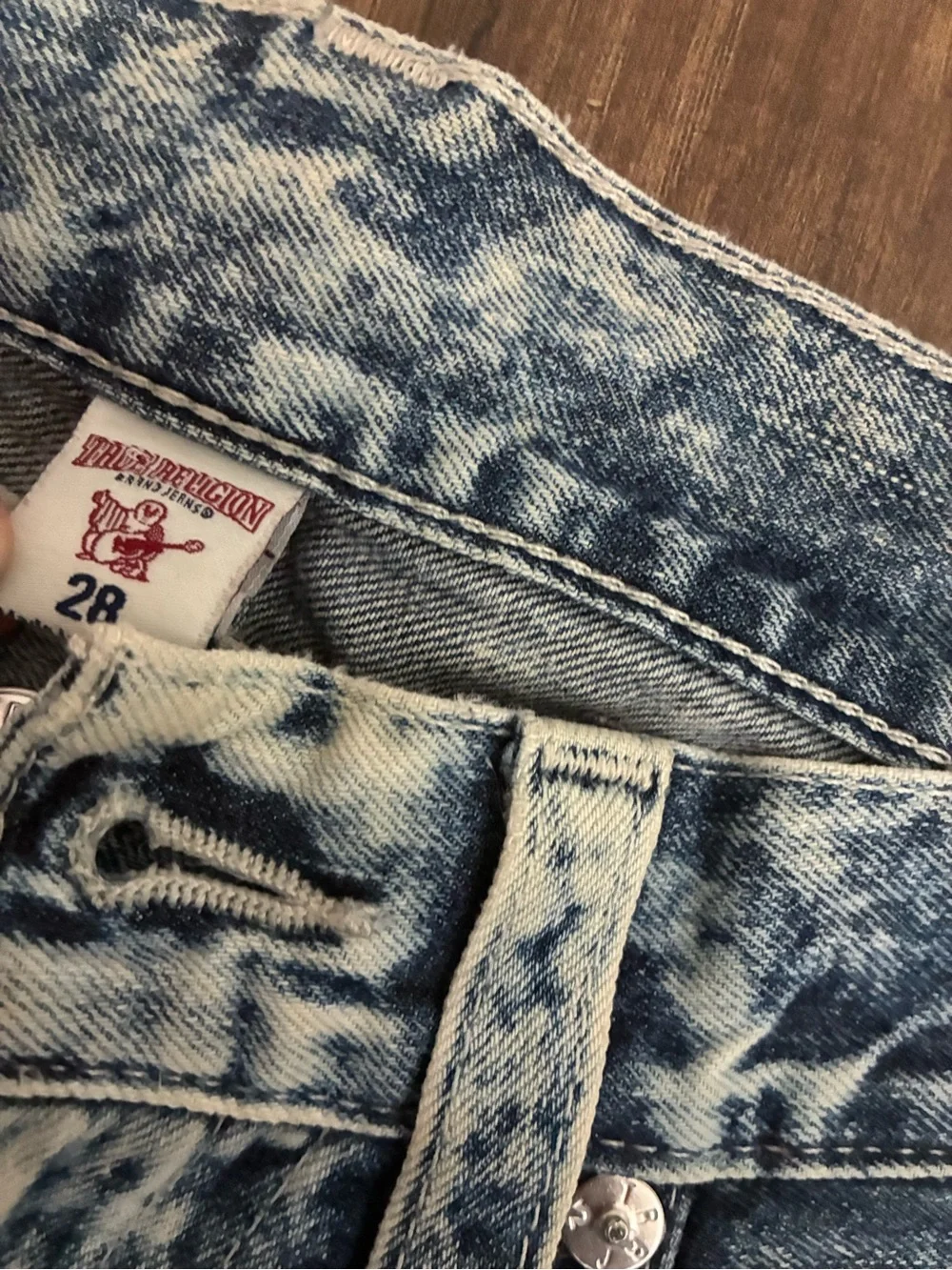 Men's True Religion Acid Wash Blue Jeans - Classic Straight Fit